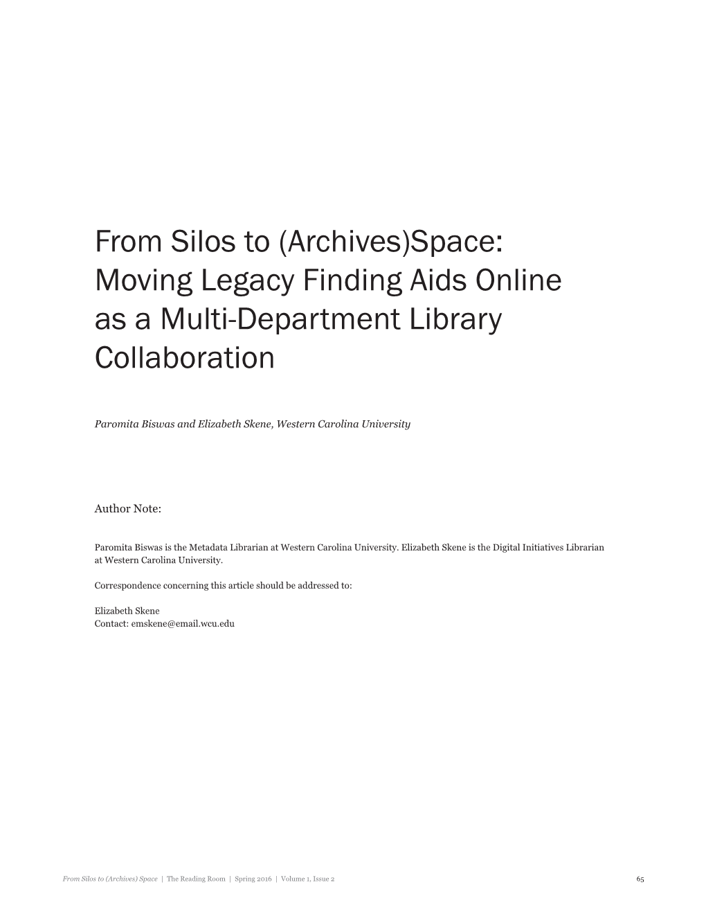 From Silos to Archives Space