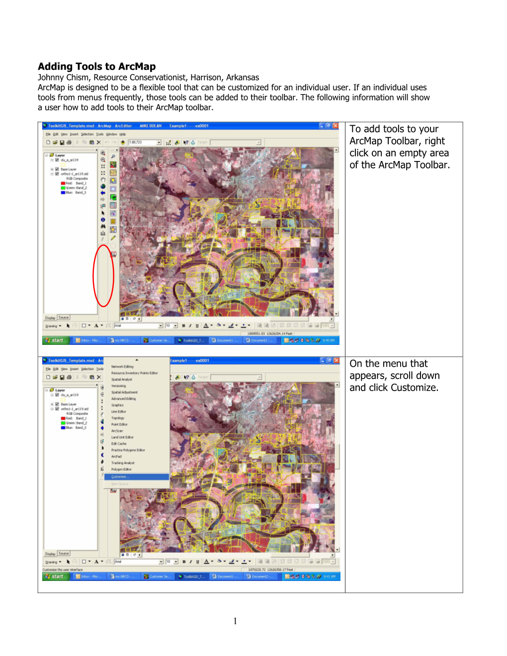 1 Adding Tools to Arcmap to Add Tools to Your Arcmap Toolbar, Right