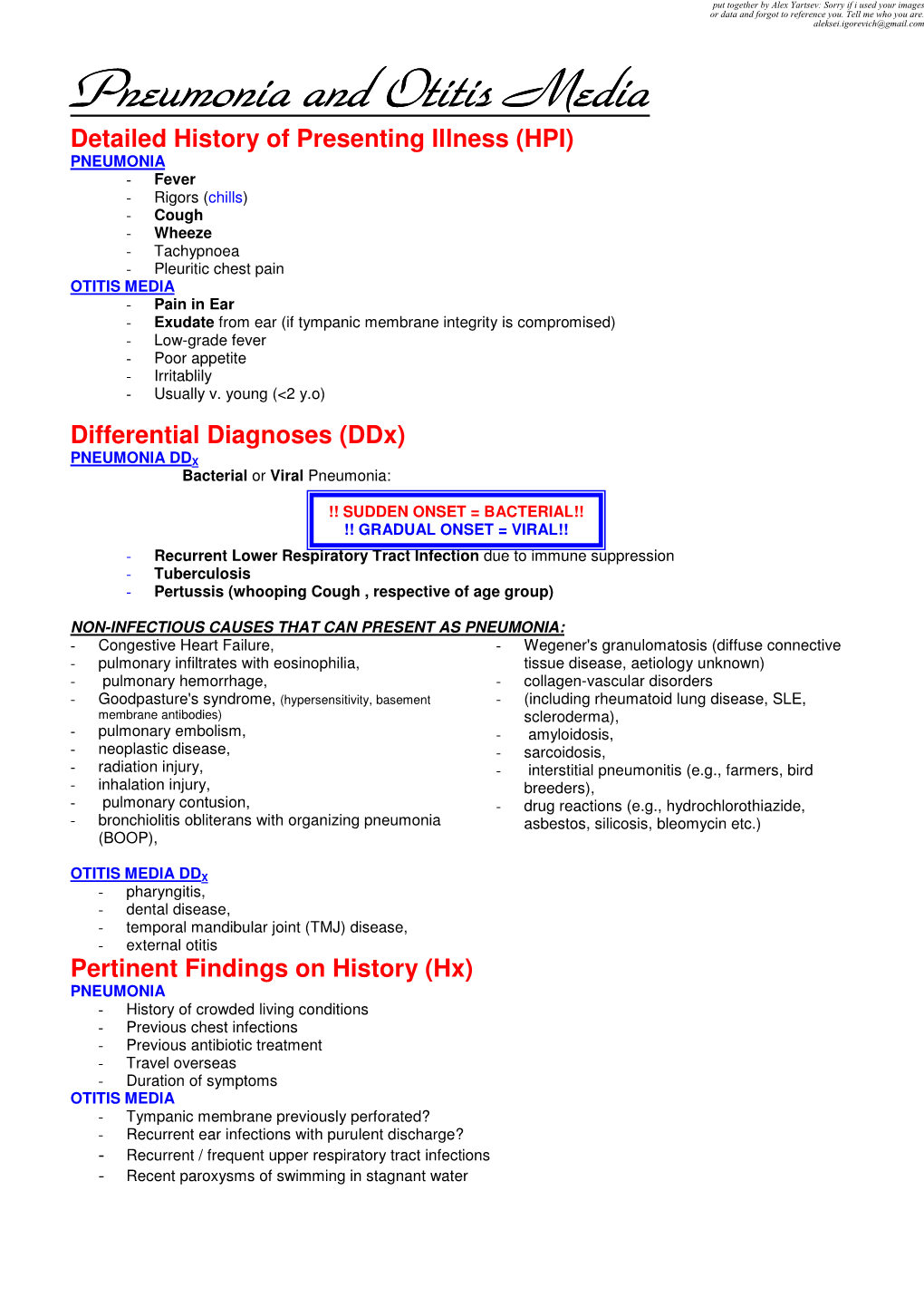 Pneumonia and Otitis Media