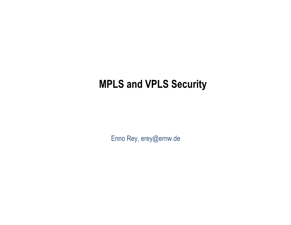 MPLS and VPLS Security