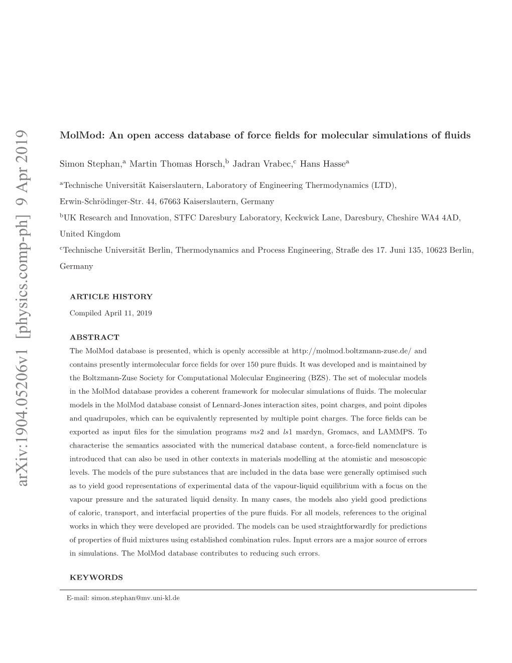 Molmod: an Open Access Database of Force Fields for Molecular