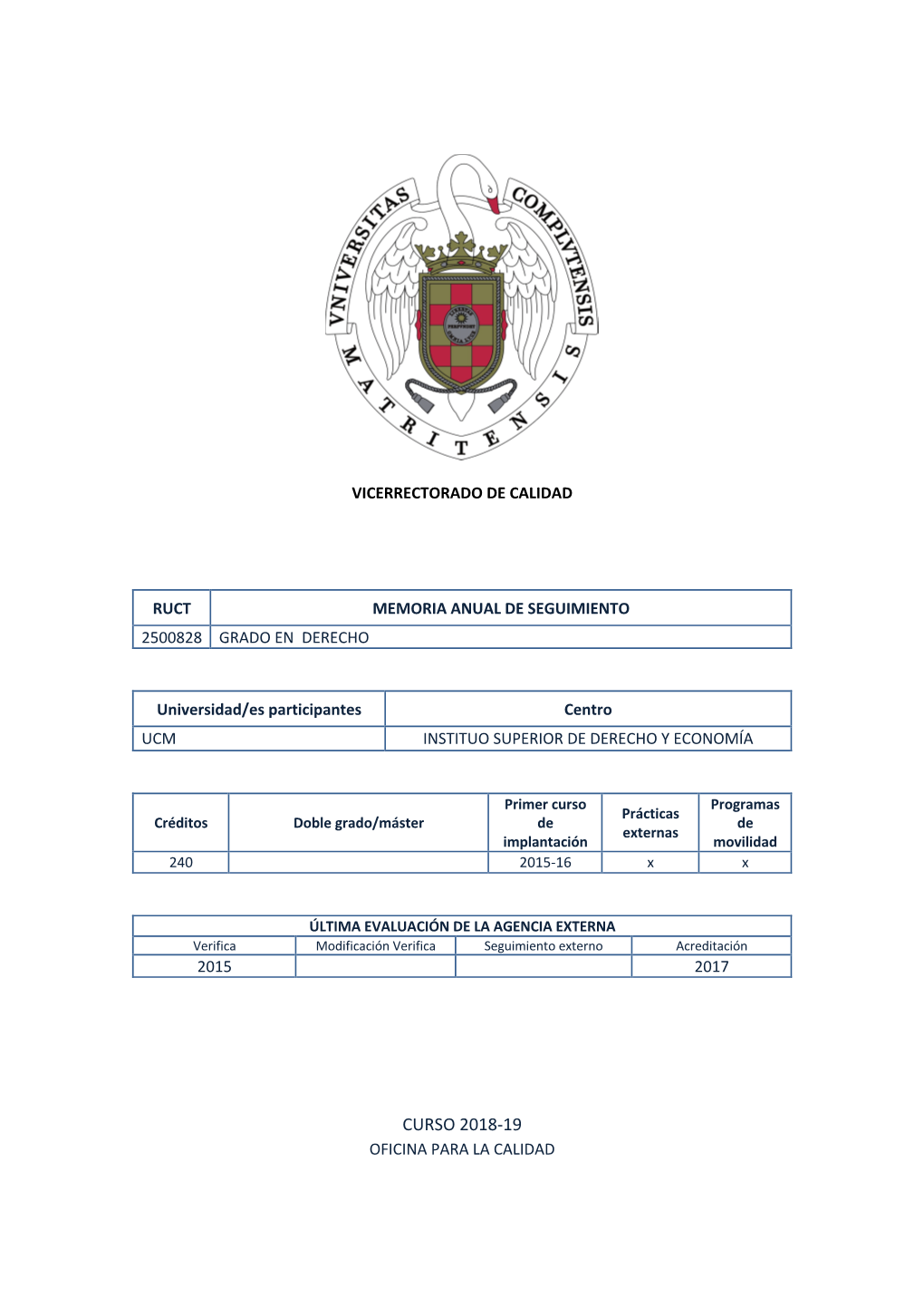 Curso 2018-19 Oficina Para La Calidad