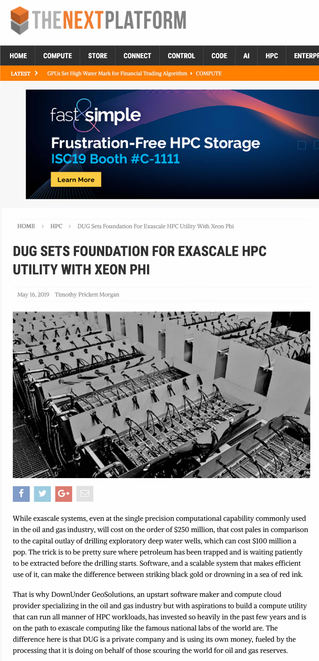 DUG Sets Foundation for Exascale HPC Utility with Xeon Phi