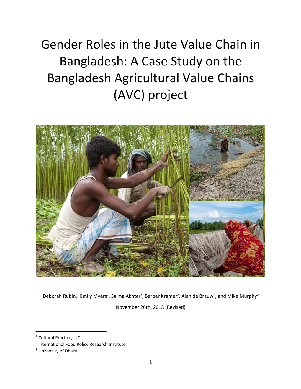 Gender Roles in the Jute Value Chain in Bangladesh: a Case Study on the Bangladesh Agricultural Value Chains (AVC) Project