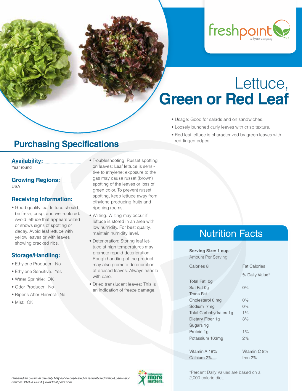 Lettuce, Green Or Red Leaf