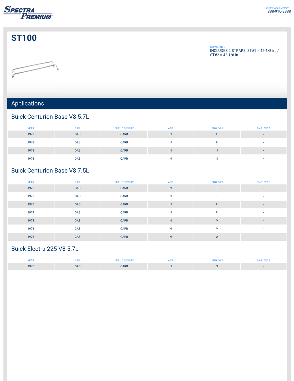 Applications Buick Centurion Base V8 5.7L Buick