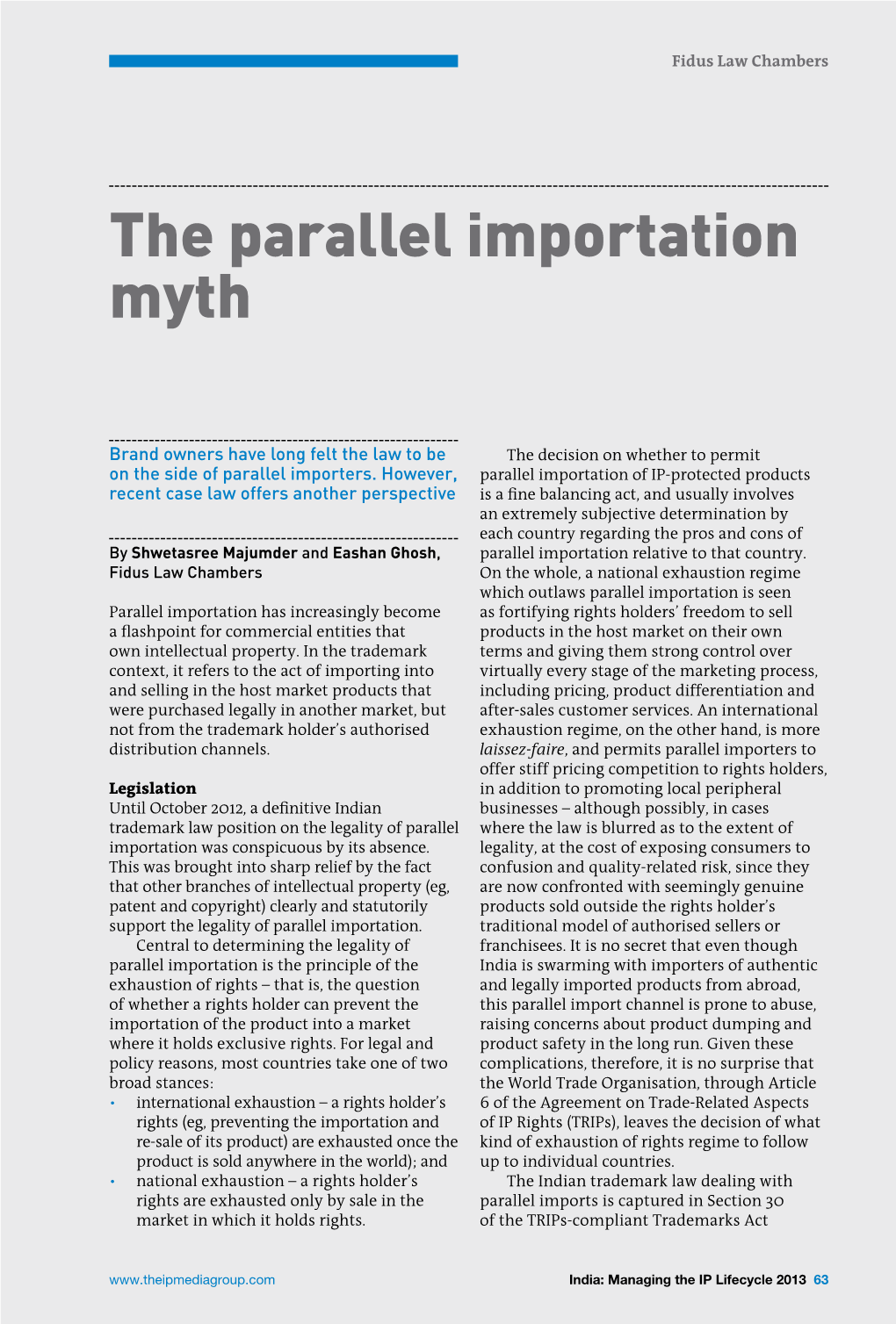 The Parallel Importation Myth