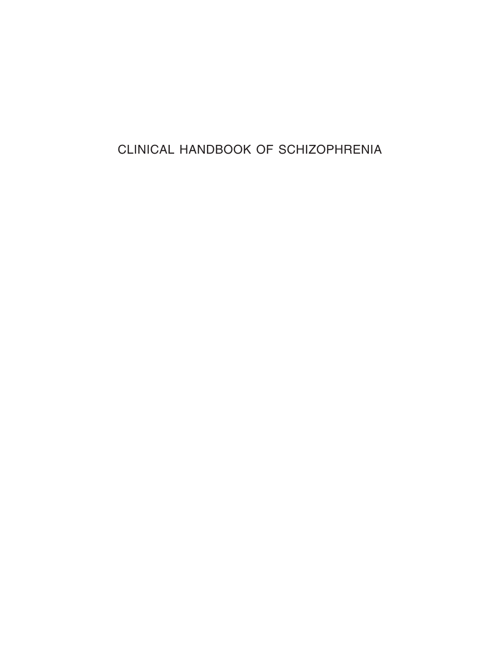 Clinical Handbook of Schizophrenia