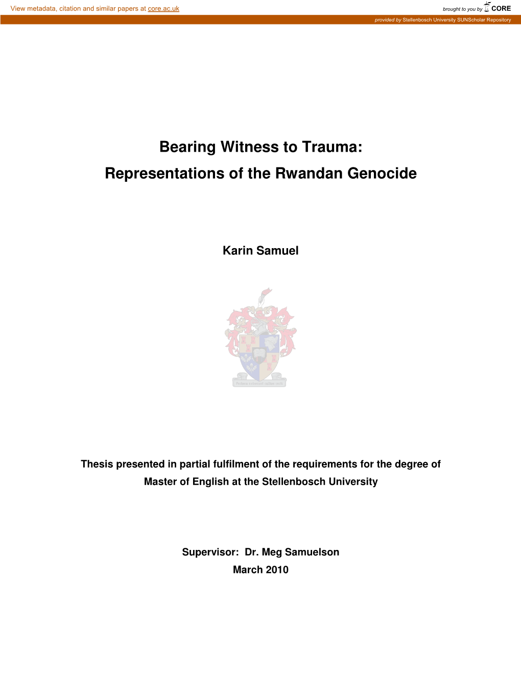 Representations of the Rwandan Genocide