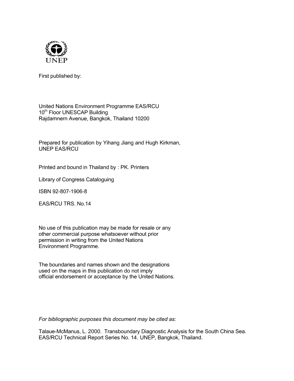 Transboundary Diagnostic Analysis for the South China Sea.Pdf