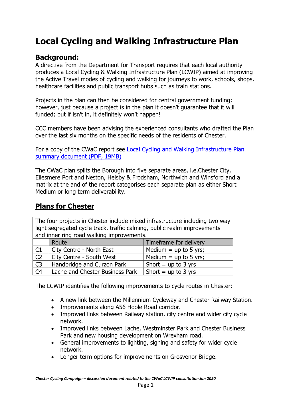 Local Cycling and Walking Infrastructure Plan