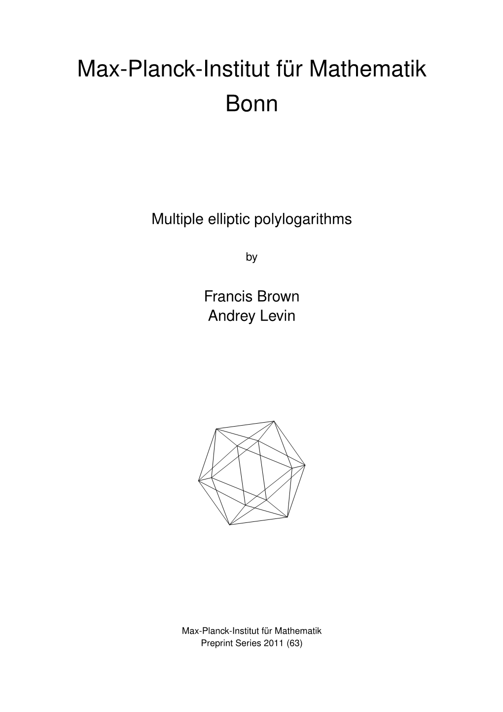Max-Planck-Institut Für Mathematik Bonn