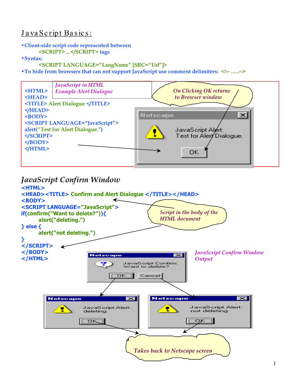 Javascript Basics: Javascript Confirm Window