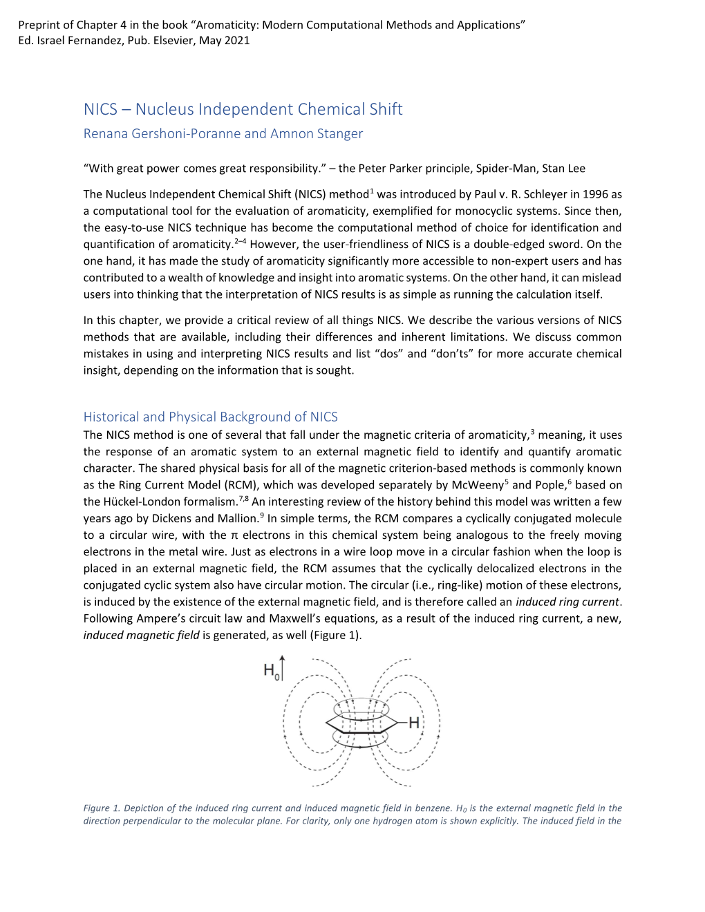 NICS – Nucleus Independent Chemical Shift Renana Gershoni-Poranne and Amnon Stanger