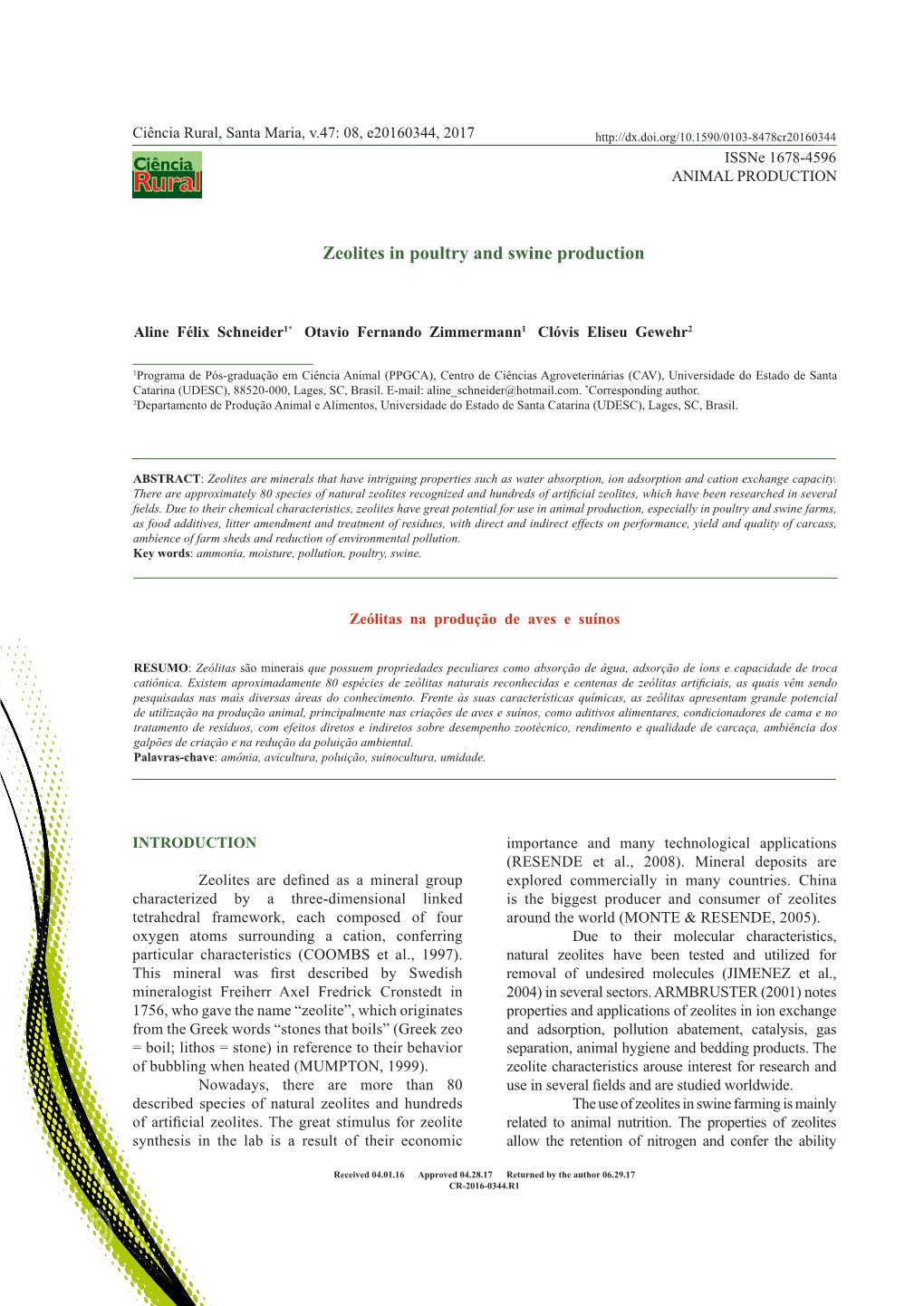 Zeolites in Poultry and Swine Production