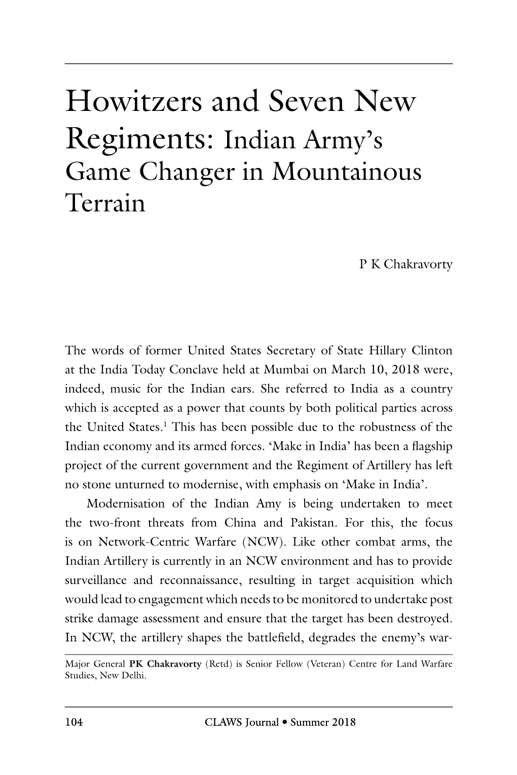 Howitzers and Seven New Regiments: Indian Army’S Game Changer in Mountainous Terrain