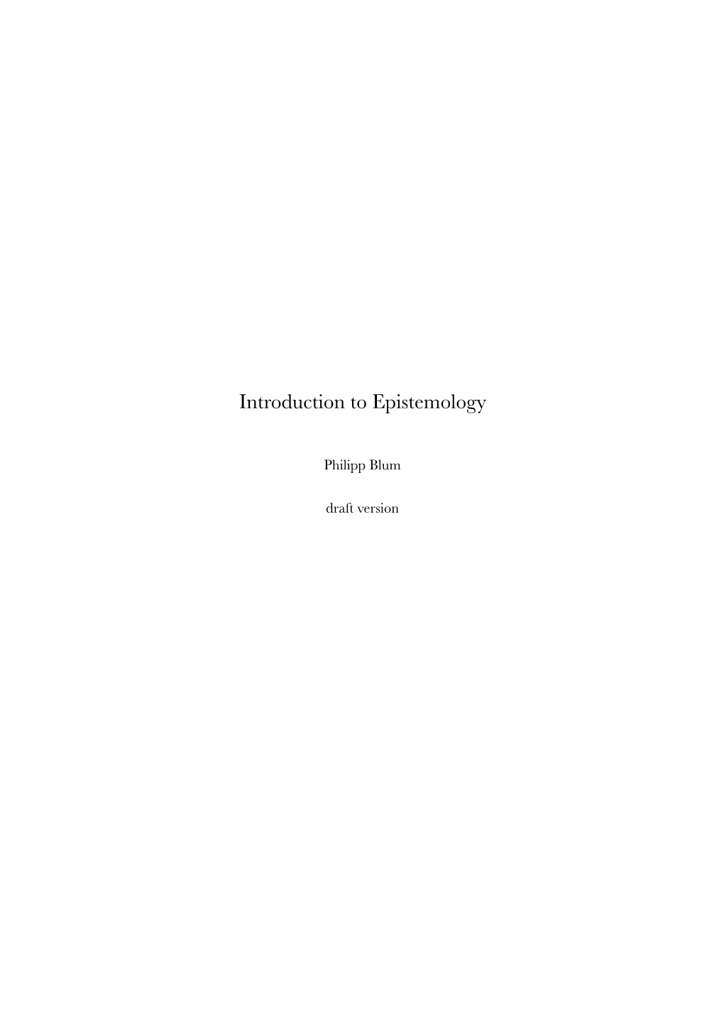 Introduction to Epistemology