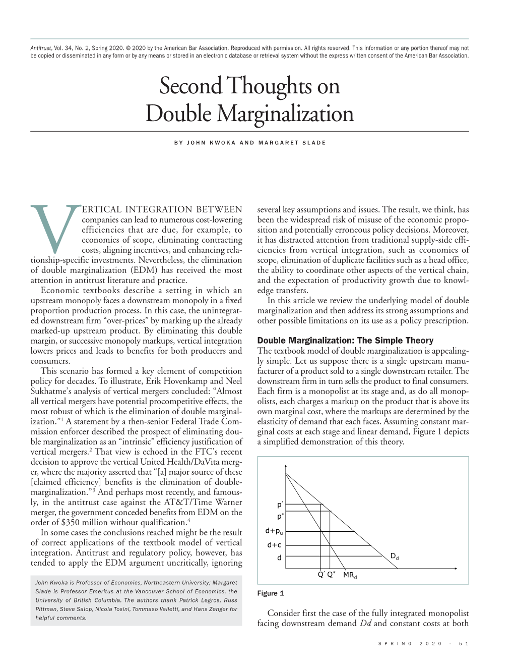 Second Thoughts on Double Marginalization