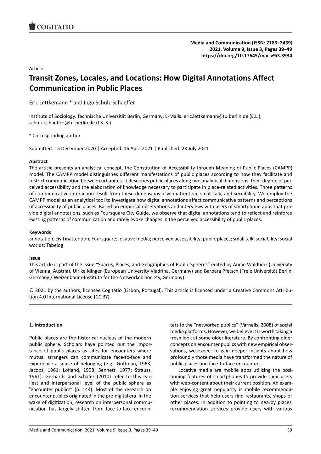 Transit Zones, Locales, and Locations: How Digital Annotations Affect Communication in Public Places