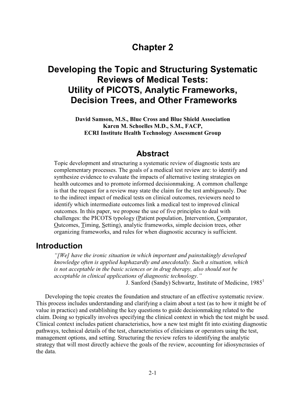 Methods Guide for Medical Test Reviews Chapter 2