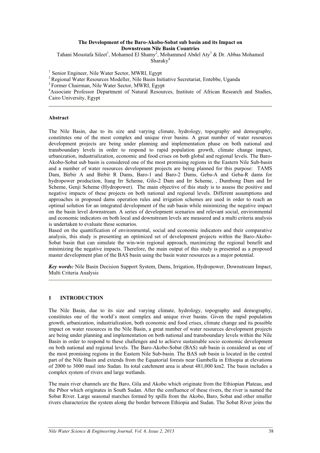 The Development of the Baro-Akobo-Sobat Sub Basin And