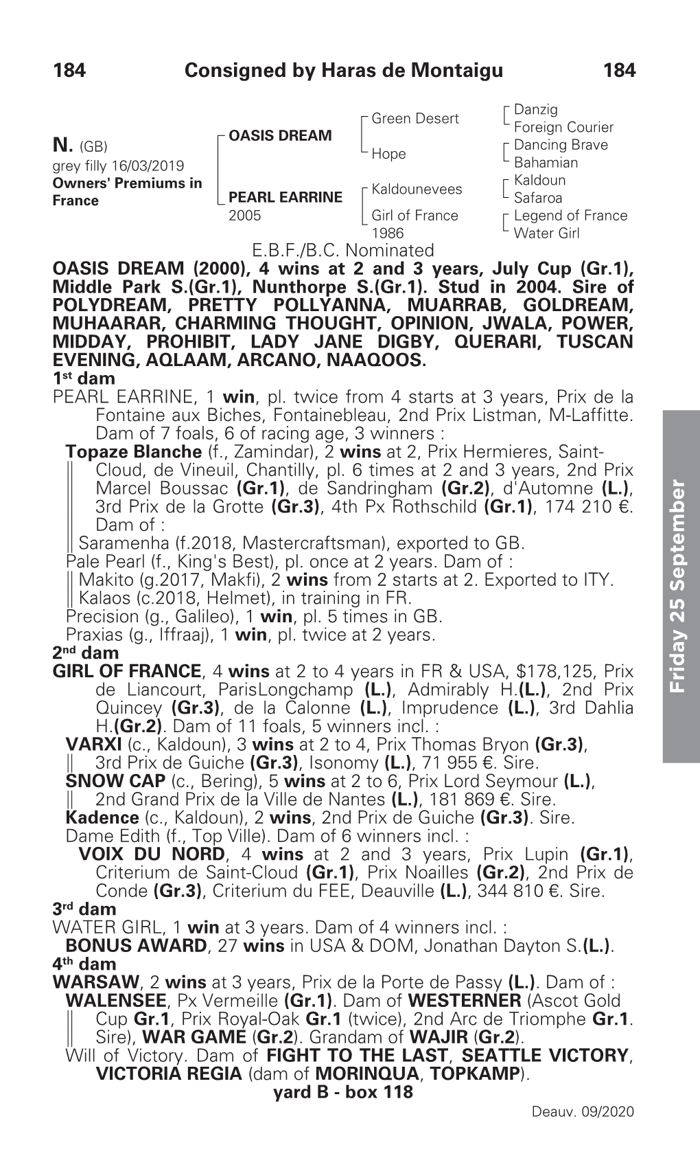 Frida Y 25 September 184 Consigned by Haras De Montaigu