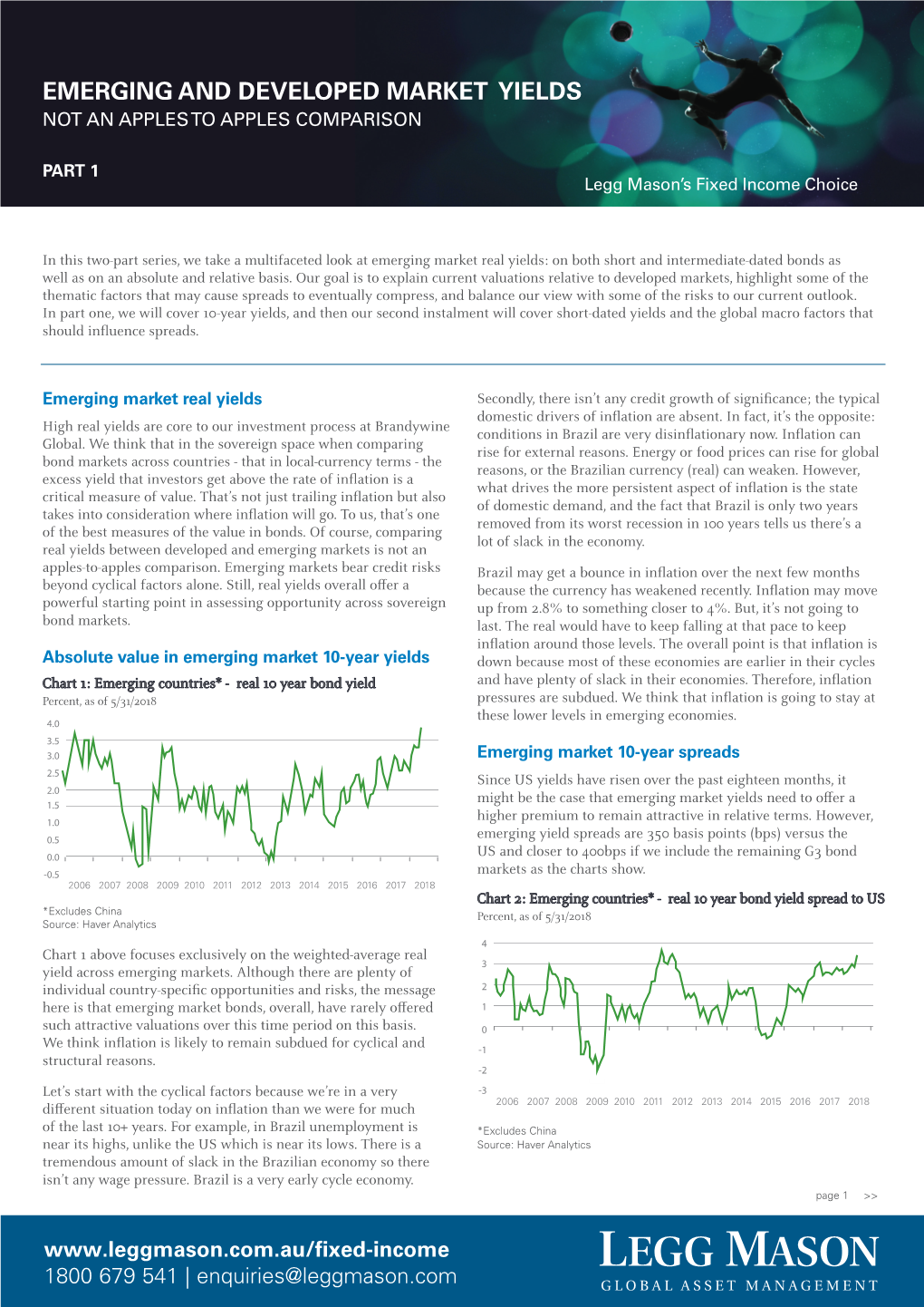 Emerging and Developed Market Yields Part 1