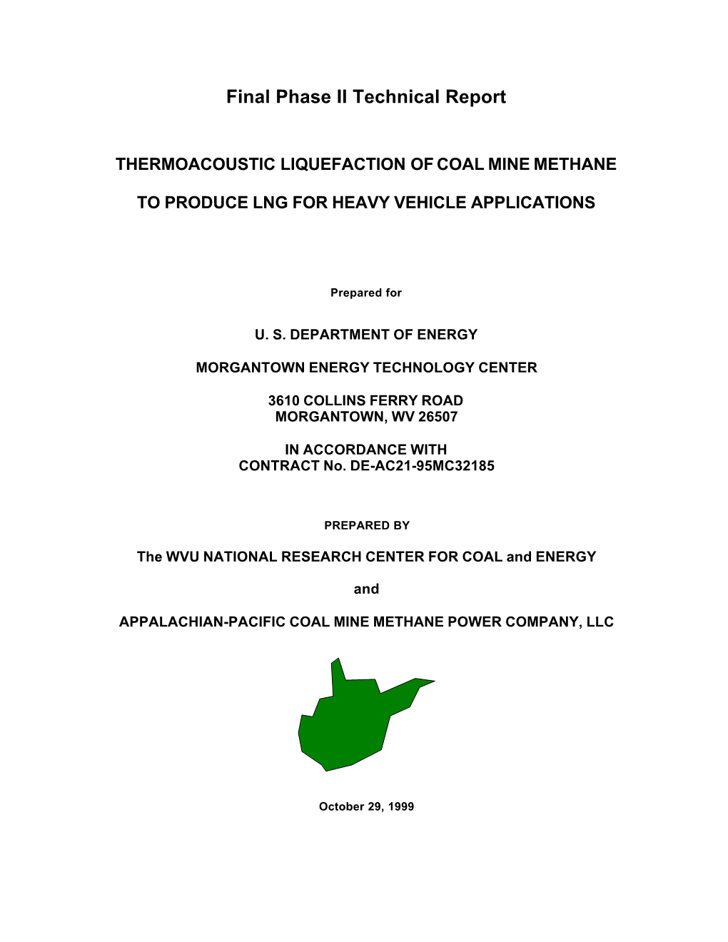 Introduction of Appalachian-Pacific Coal Mine Methane Power Company, LLC…………………………………………………