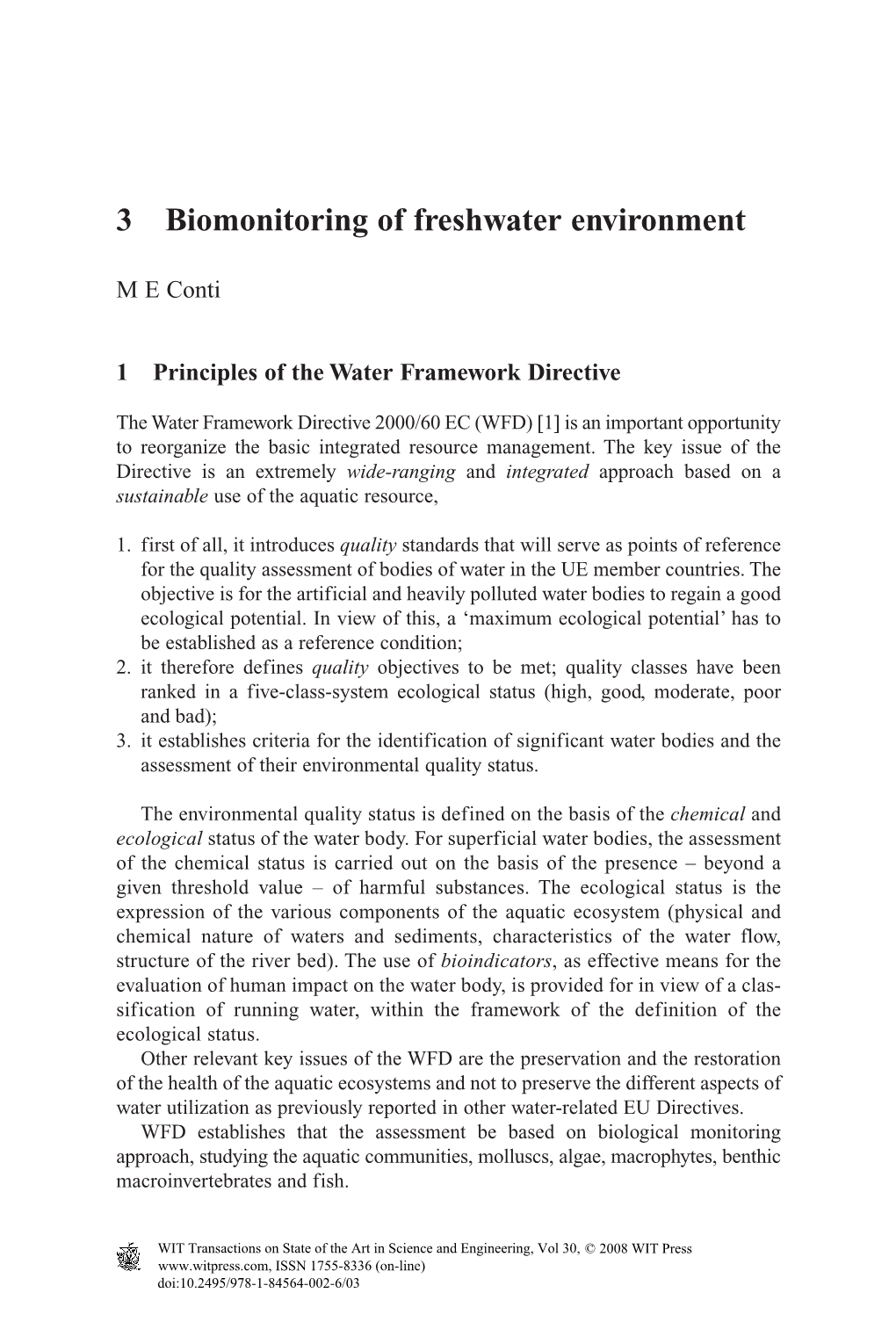 3 Biomonitoring of Freshwater Environment