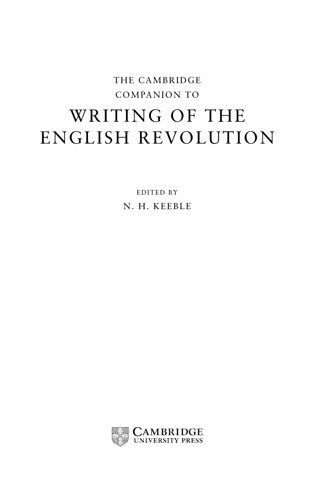 Writing of the English Revolution