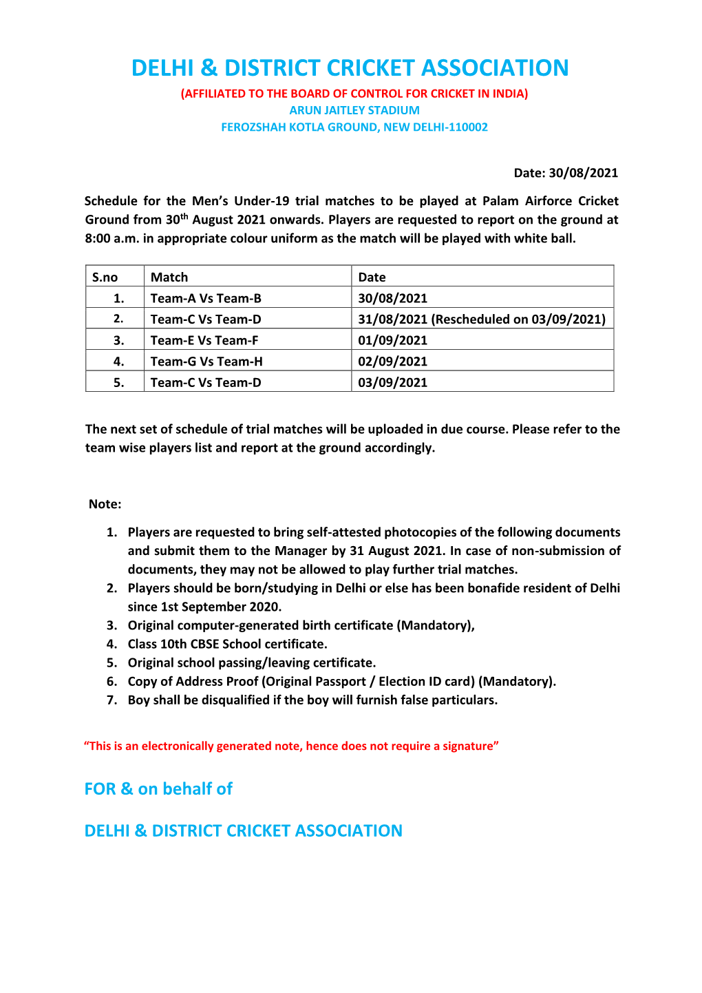 Delhi & District Cricket Association