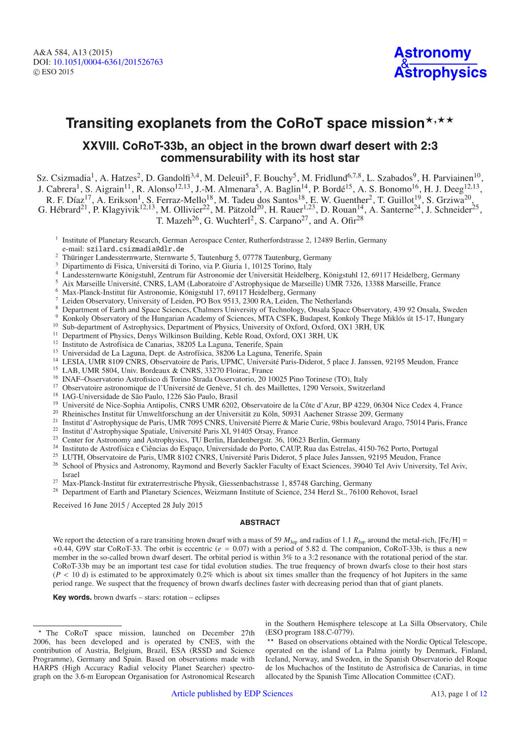 Transiting Exoplanets from the Corot Space Mission⋆⋆⋆