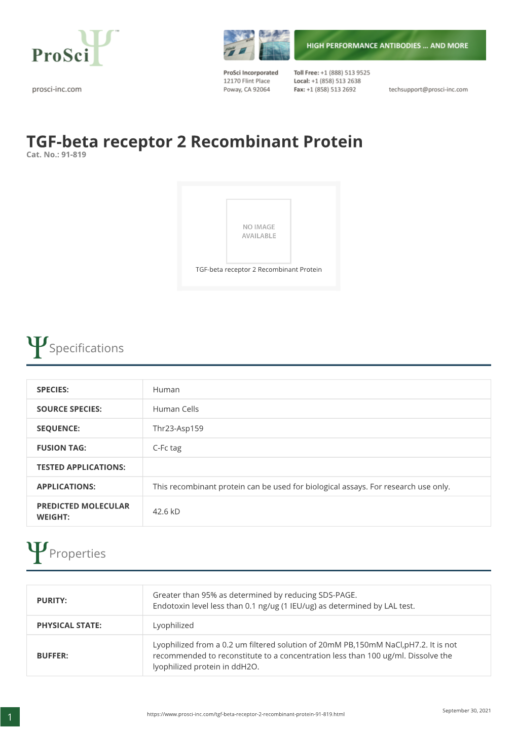 TGF-Beta Receptor 2 Recombinant Protein Cat
