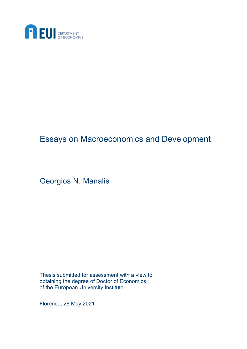 Essays on Macroeconomics and Development