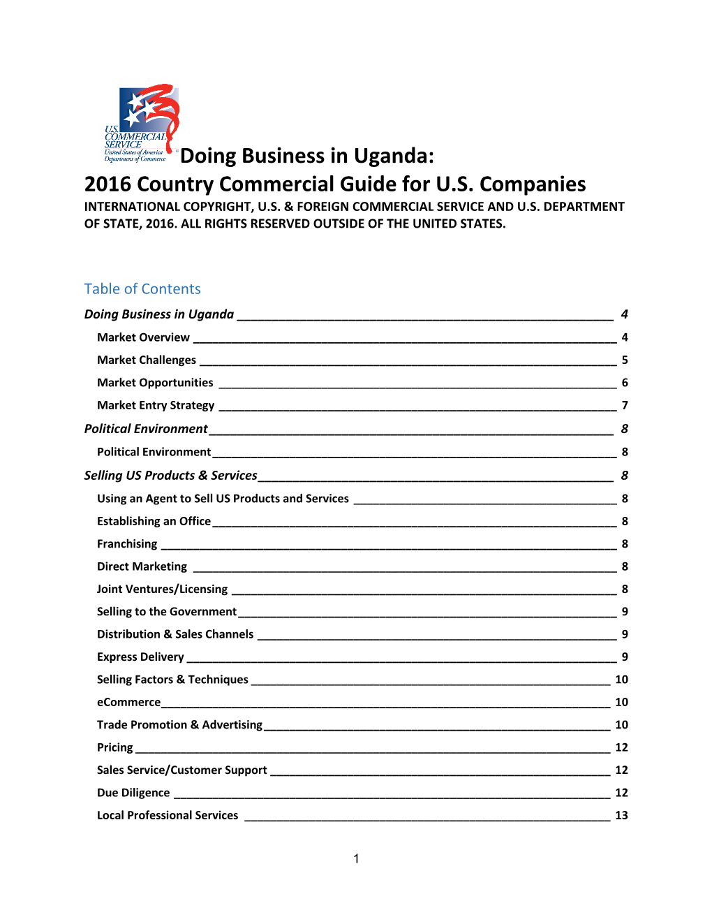 2016 Country Commercial Guide for US Companies