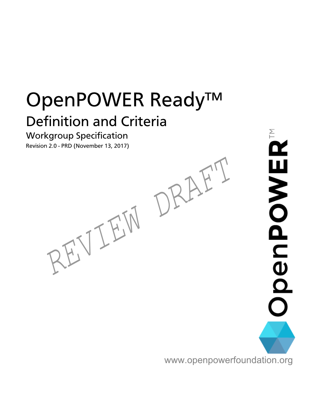 Openpower Ready™ November 13, 2017 Revision 2.0 - PRD