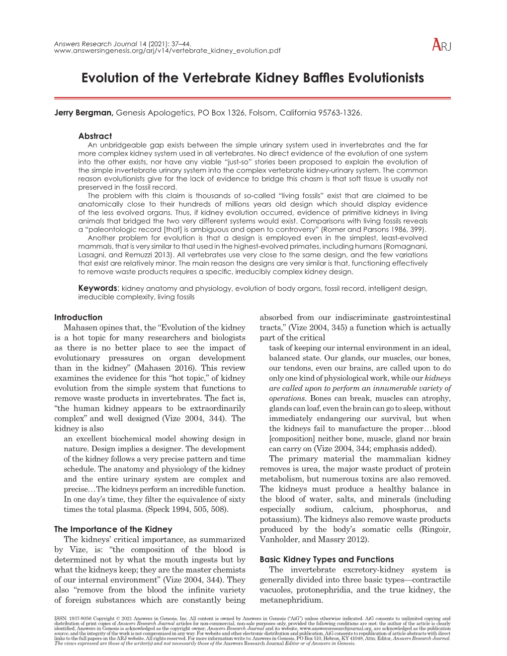 Evolution of the Vertebrate Kidney Baffles Evolutionists