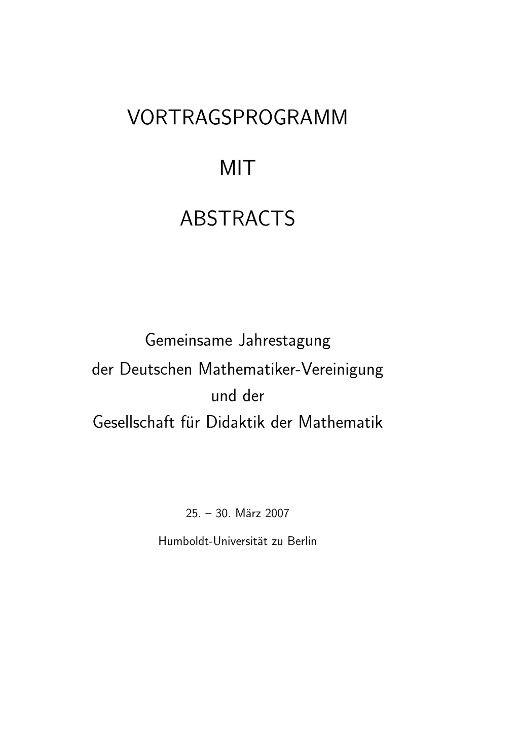 Vortragsprogramm Mit Abstracts