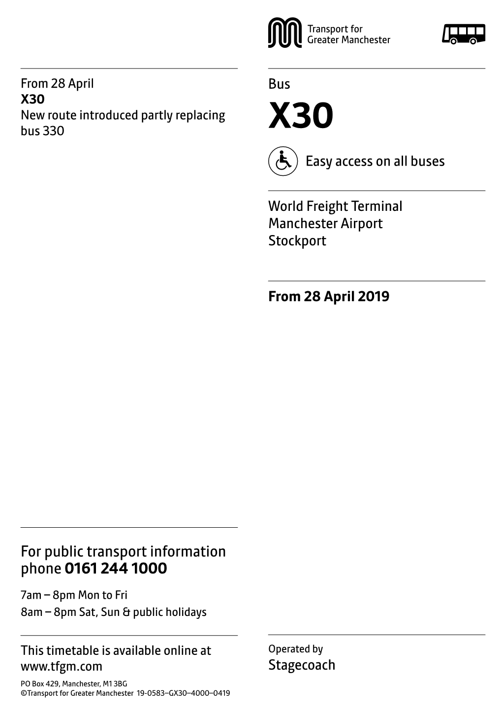 X30 New Route Introduced Partly Replacing Bus 330 X30