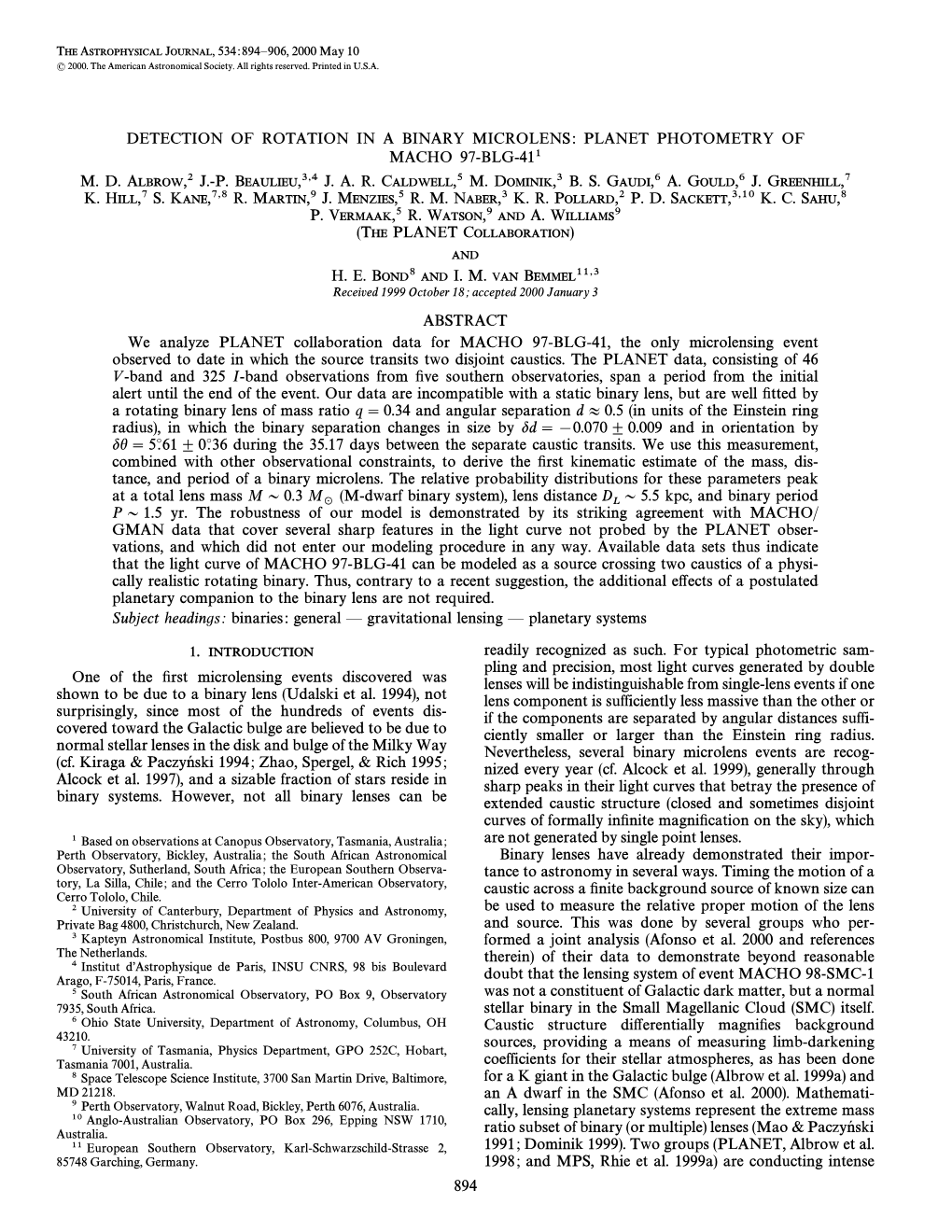 Detection of Rotation in a Binary Microlens: Planet Photometry of Macho 97-Blg-411 M