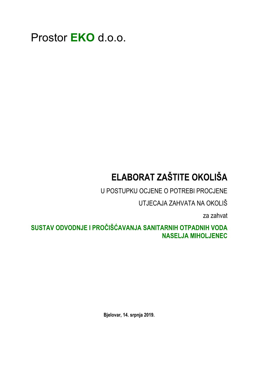 ELABORAT Zaštite Okoliša