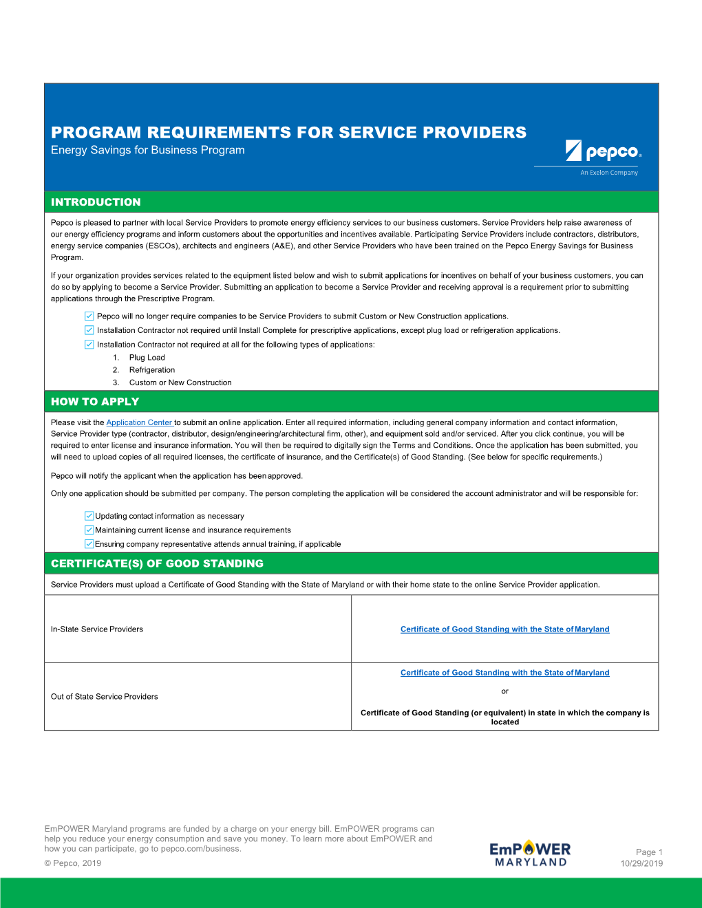 Service Provider Requirements