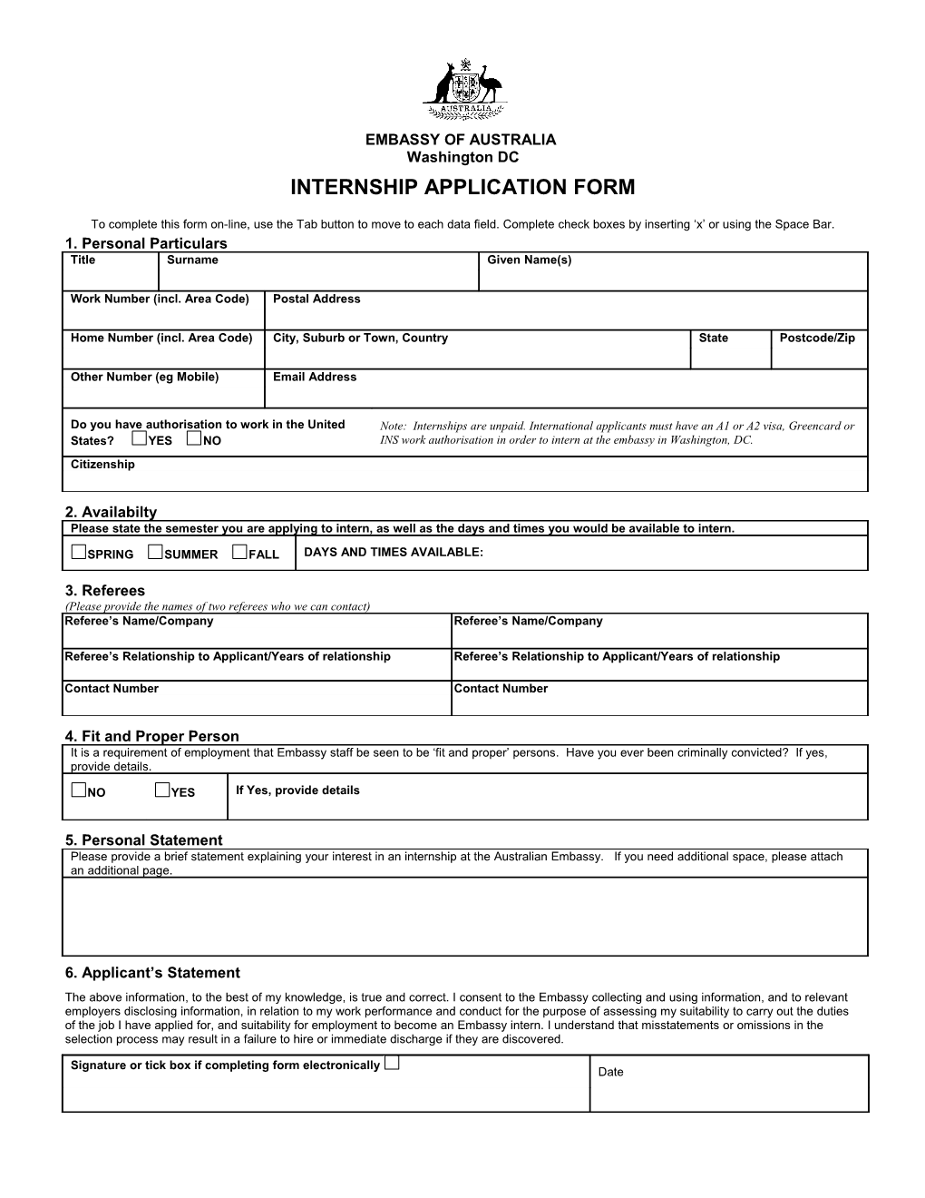 Internship Application Form