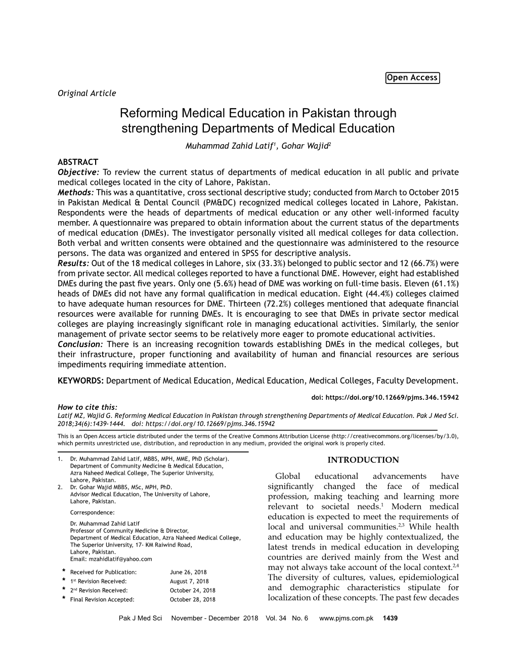 Reforming Medical Education in Pakistan Through Strengthening