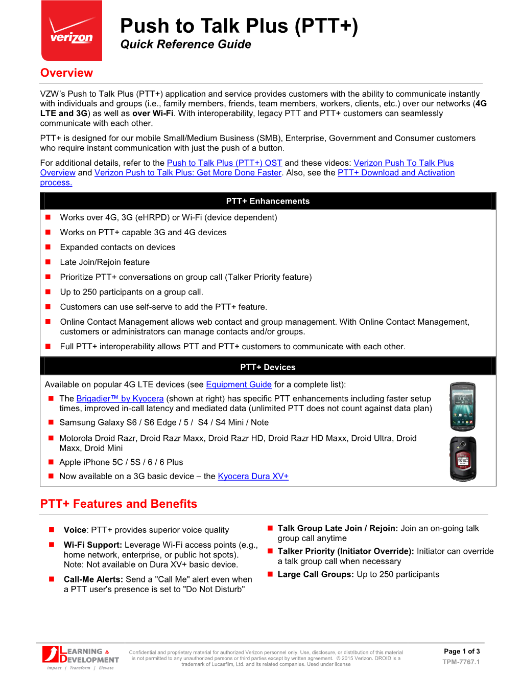 Push to Talk Plus (PTT+) Quick Reference Guide