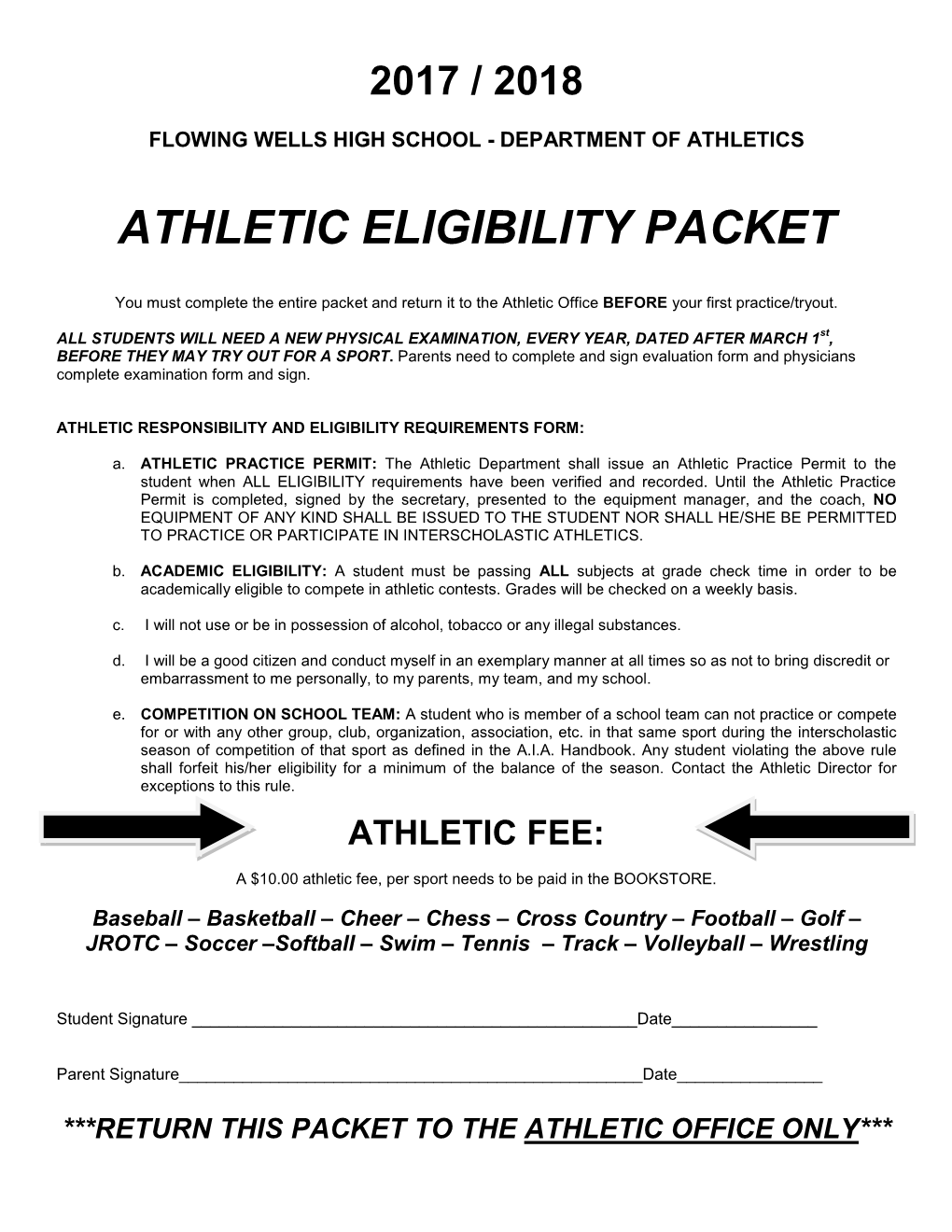 Athletic Eligibility Packet