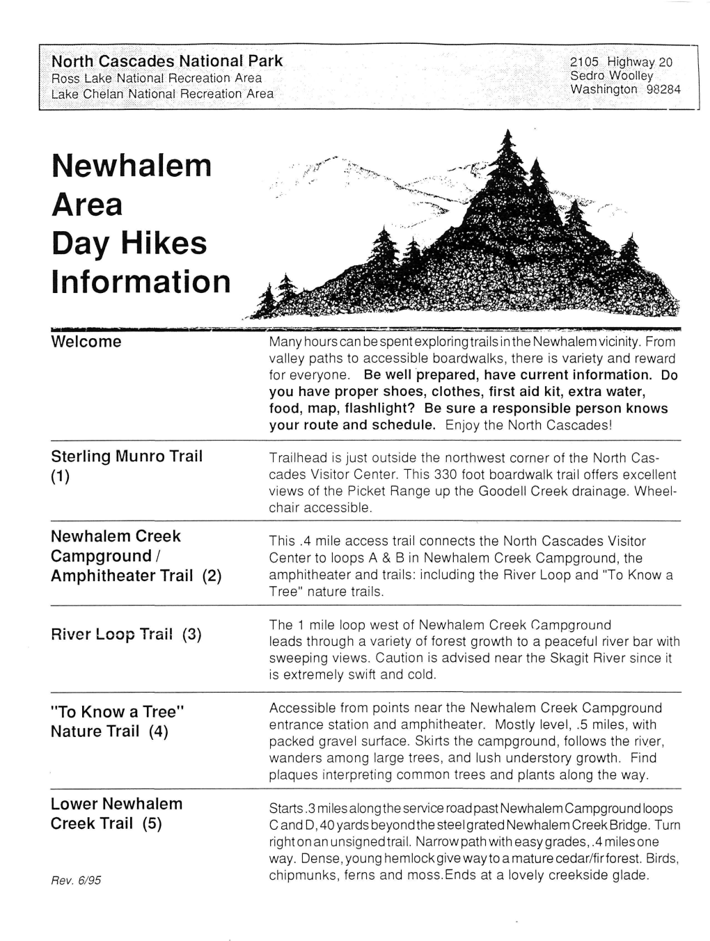 Newhalem Area Day Hikes Information