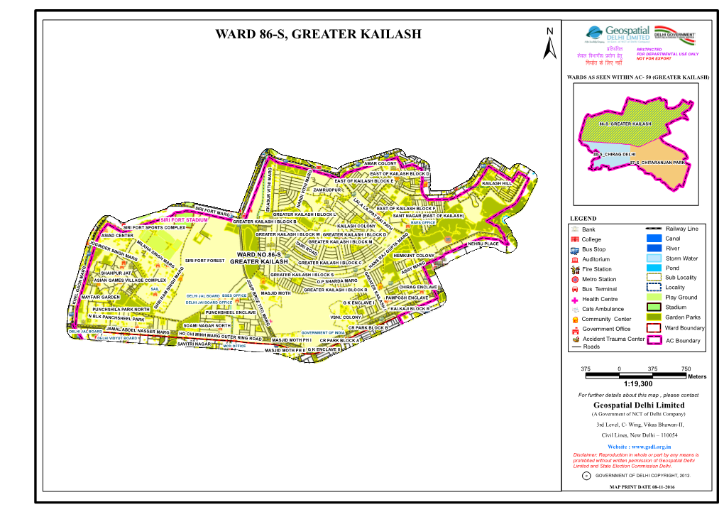 WARD 86-S, GREATER KAILASH Izfrcaf/Kr RESTRICTED Dsoy Fohkkxh; Á;®X Gsrq for DEPARTMENTAL USE ONLY ± Fu;Kzr Ds Fy, Ugha NOT for EXPORT