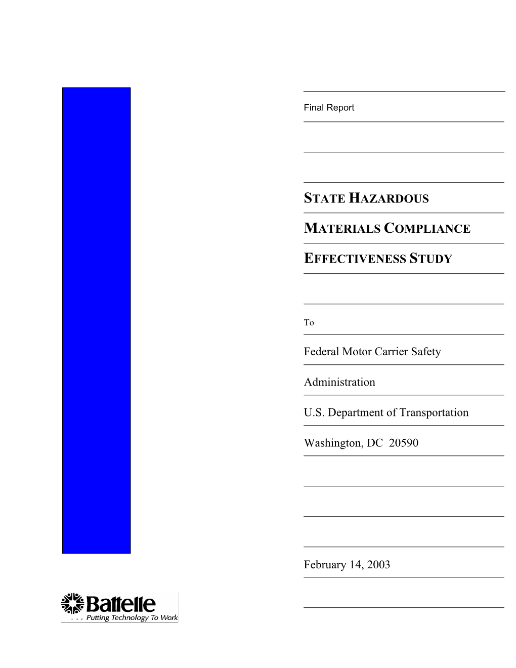 State Hazardous Materials Compliance Effectiveness Study Battelle