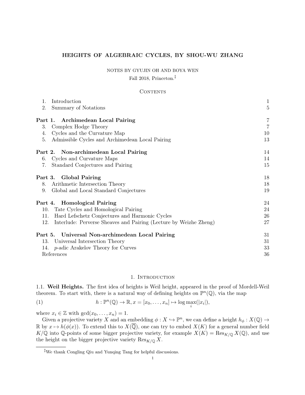 Heights of Algebraic Cycles, by Shou-Wu Zhang